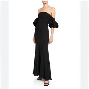 Fame and Partners the Soto Dress-black maxi with ruffle sleeves